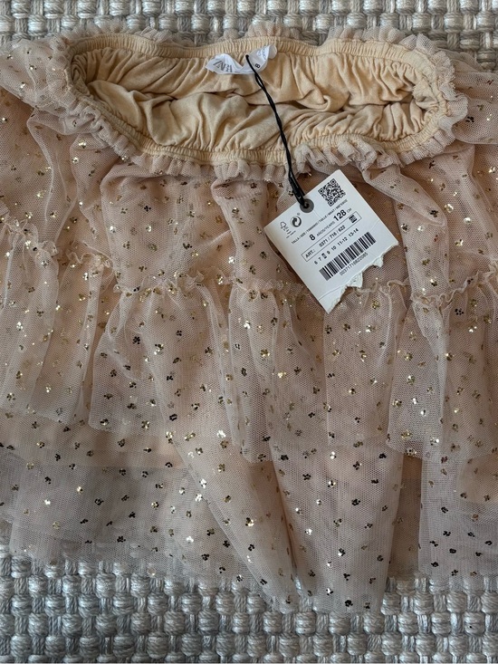 Zara Other - Zara Beige Tulle Skirt with Gold Sparkle